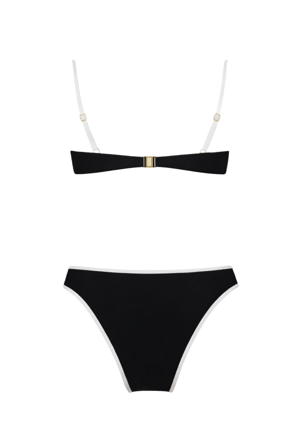 Contrast Trim Underwire Bikini Set Black-White detail