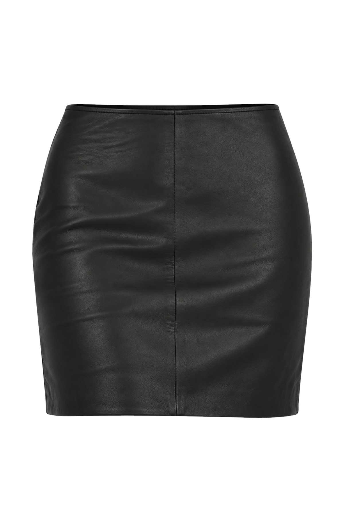 Rhea Black Lamb Leather Mini Skirt