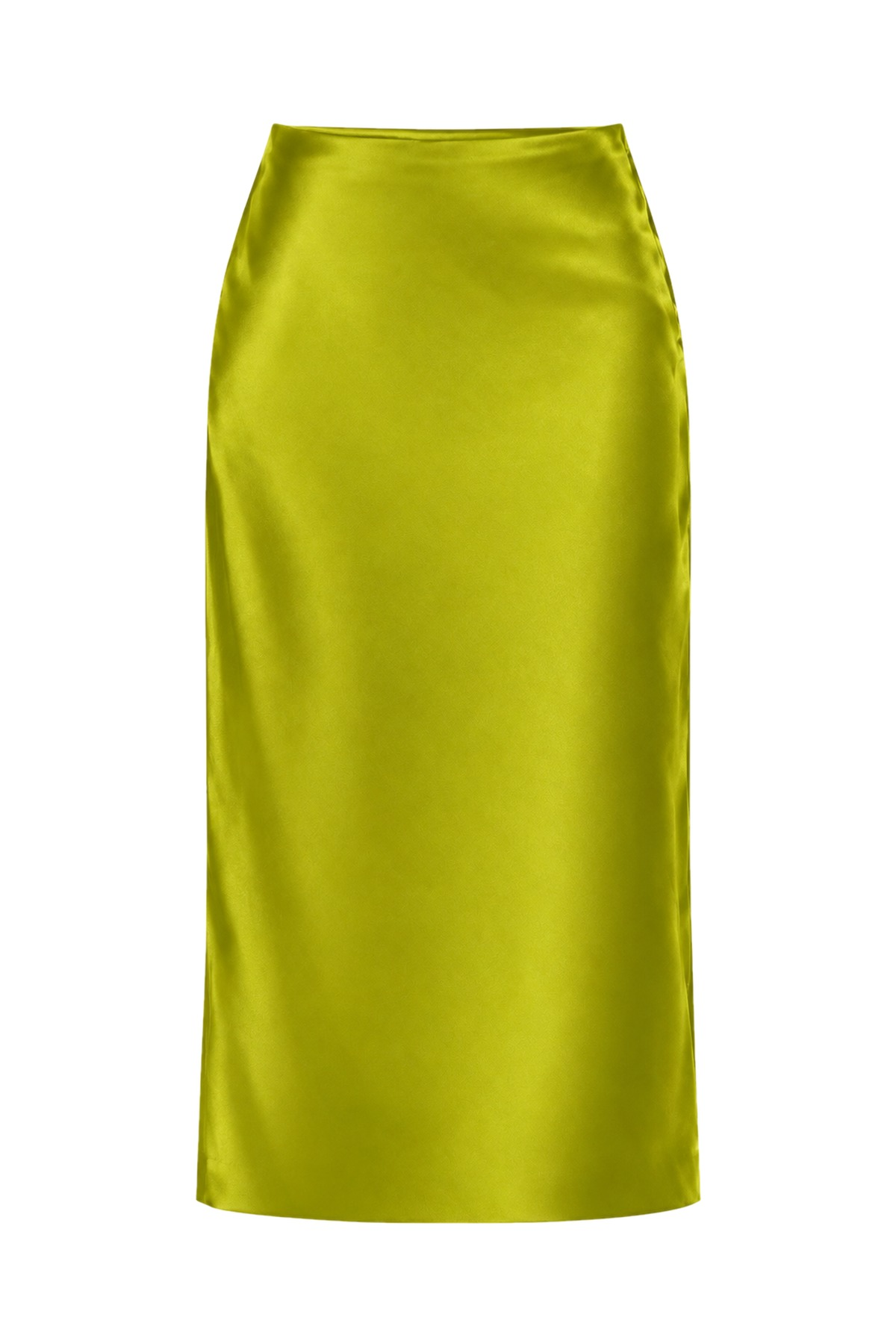 Liora Lime Silk Midi Skirt