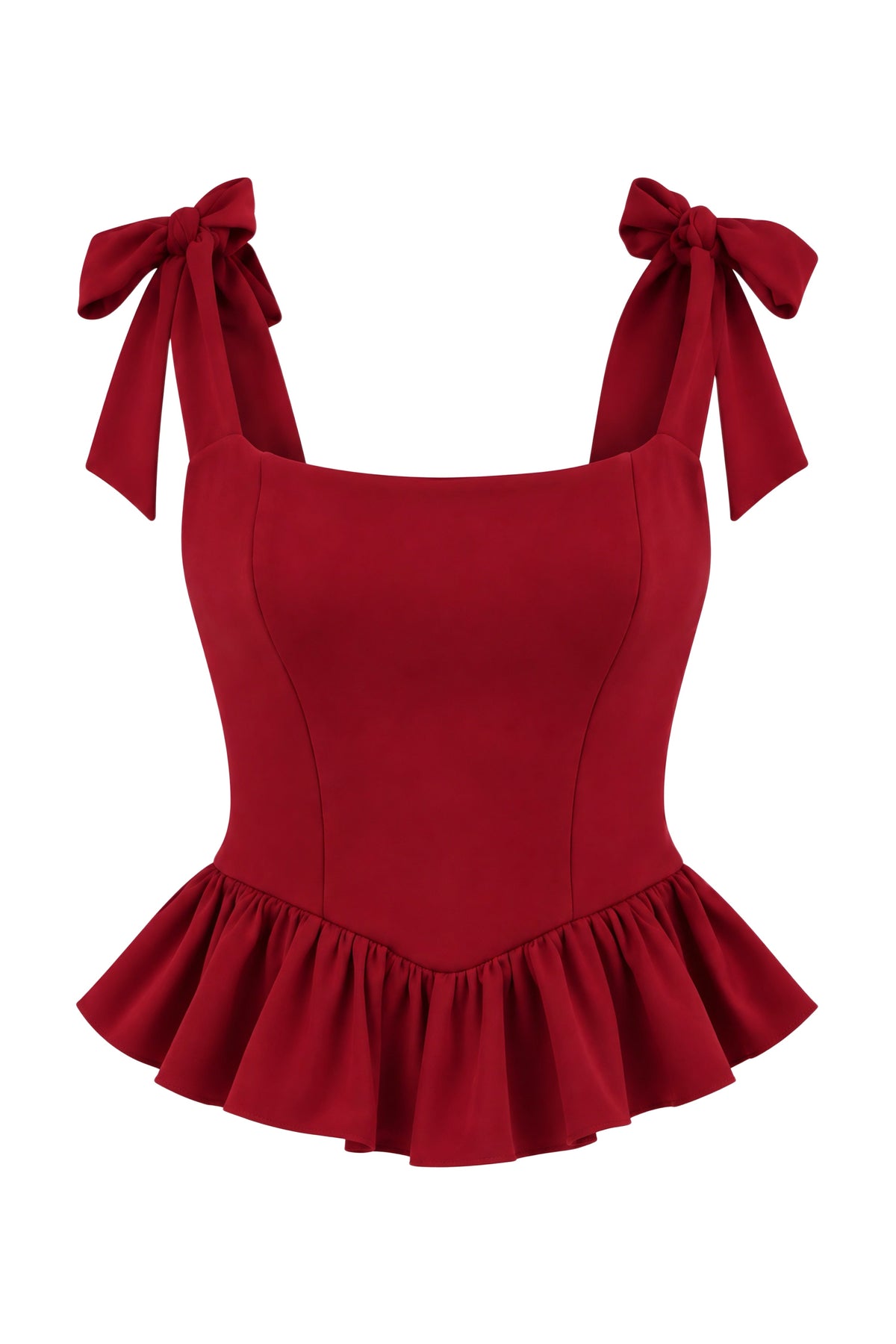 Carlotta Red Bow-Detail Lace-Up Back Corset