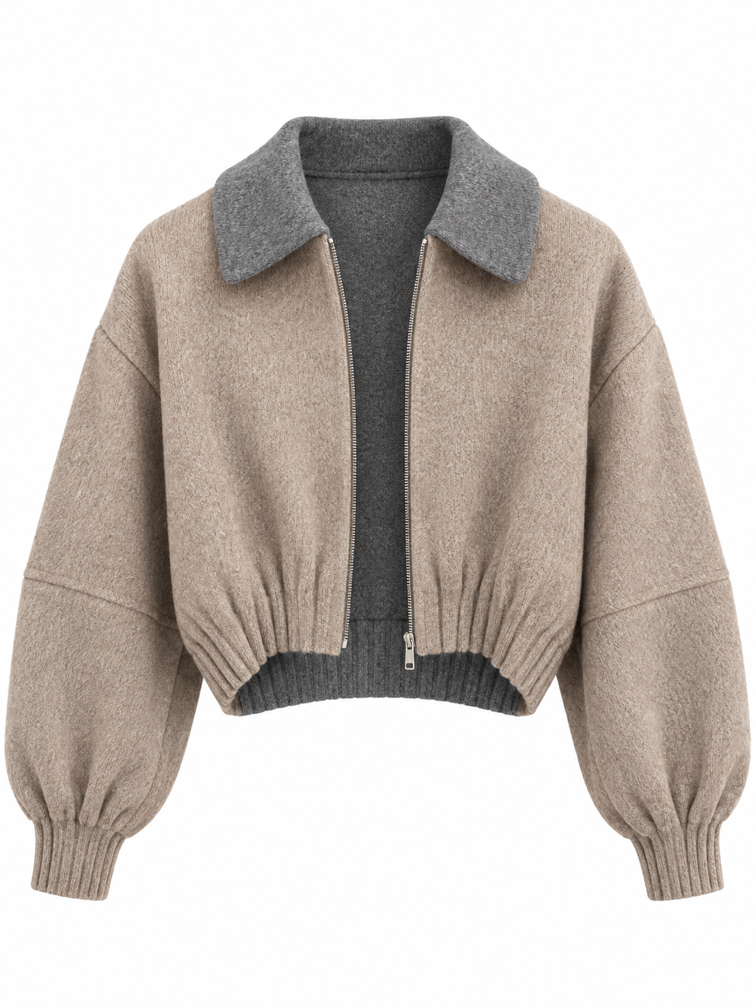 Aveline Stone Cropped Wool Jacket