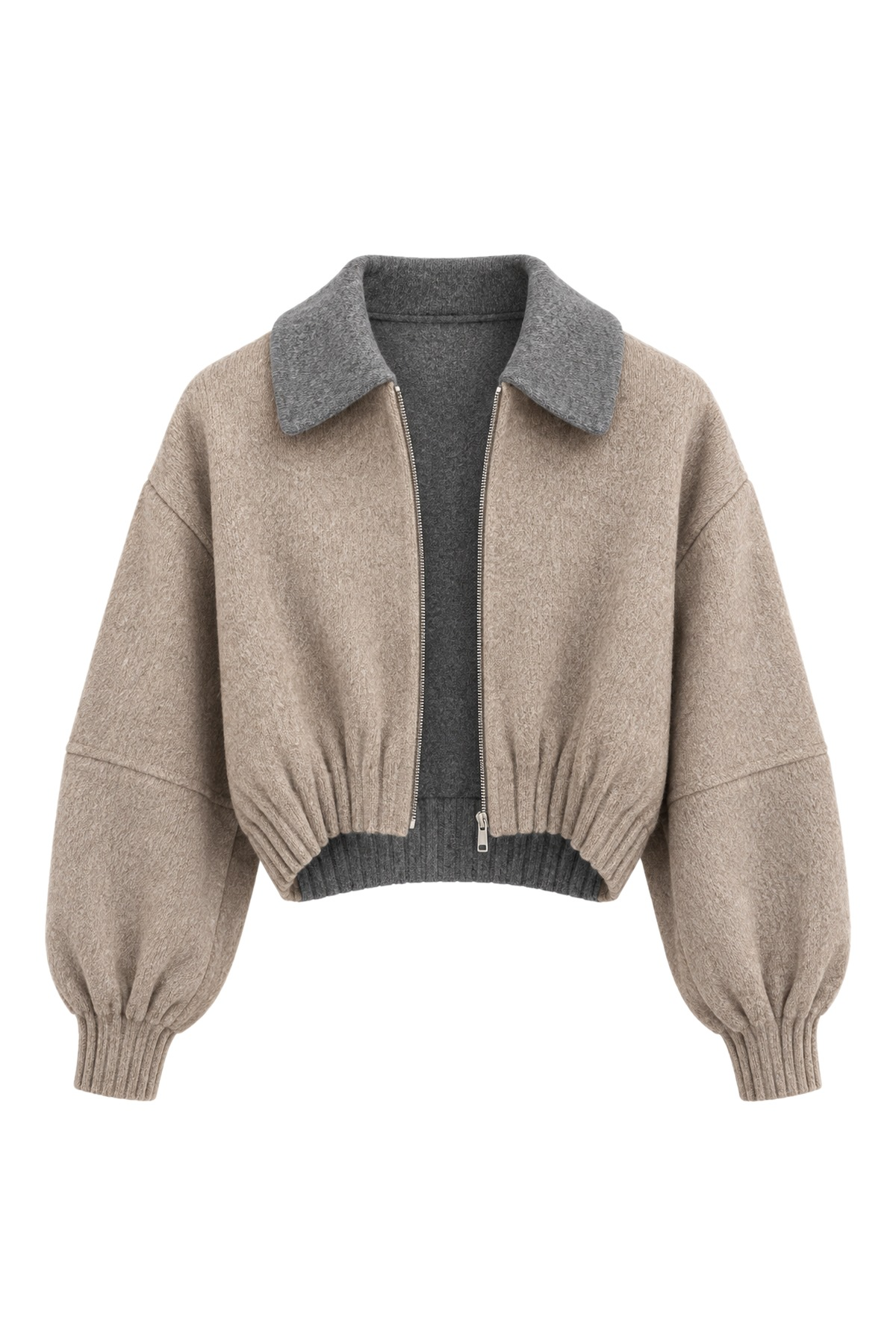 Aveline Stone Cropped Wool Jacket
