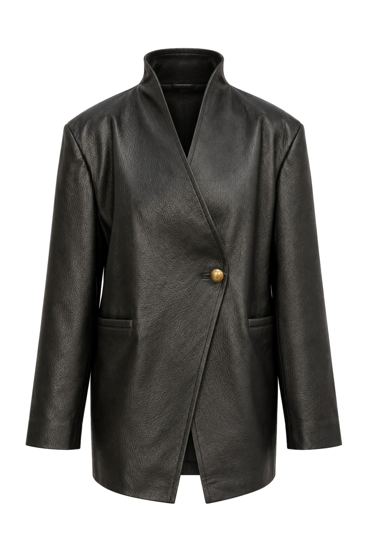 Dua Black Single-Button Icelandic Lamb Leather Jacket