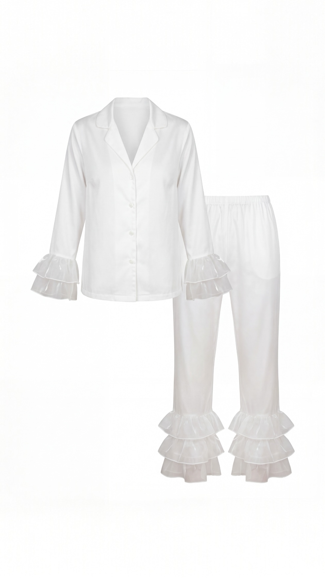 Lunaria Pajama Set With Organza Frill Detail