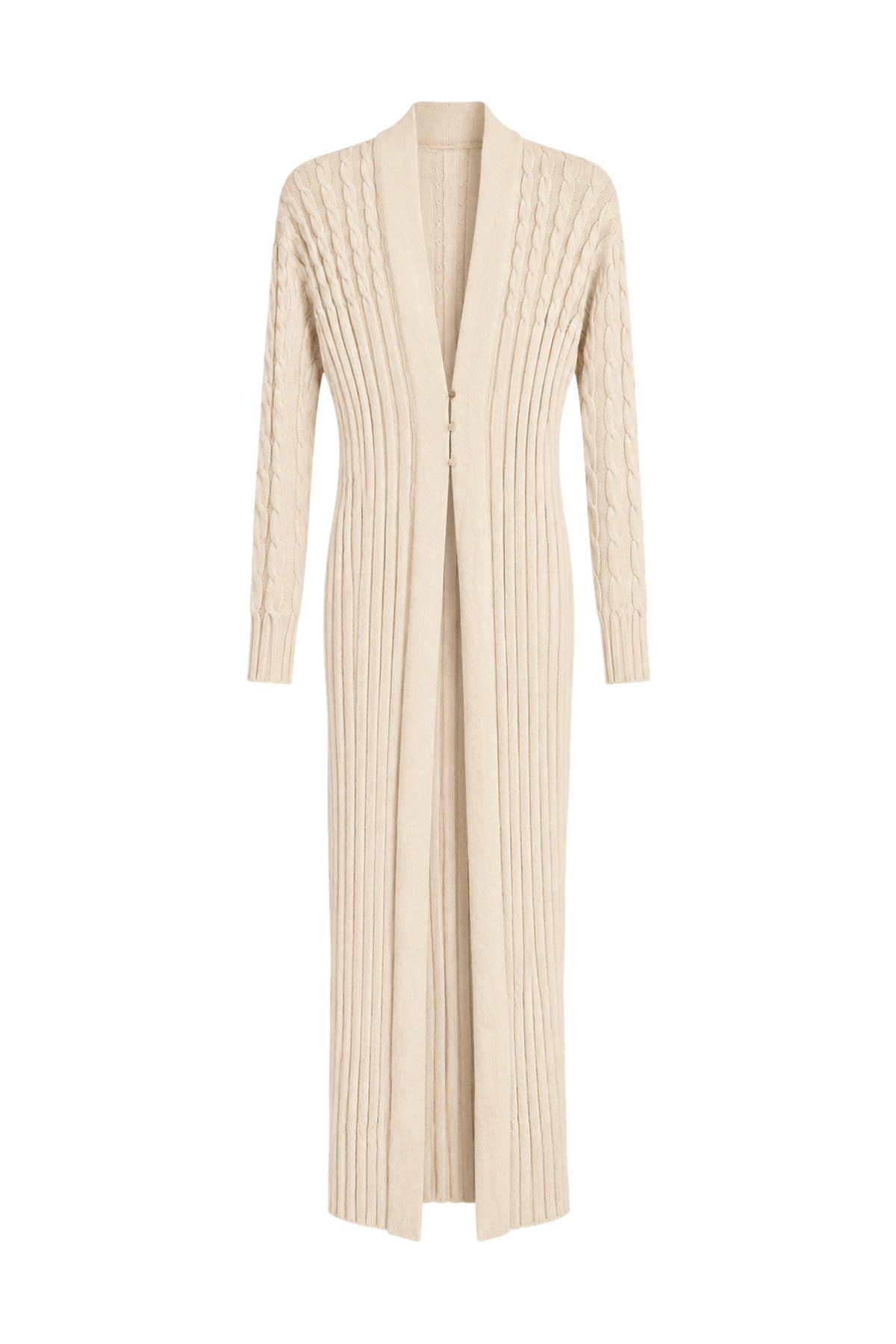 Lucienne Ecru Ribbed Cable-Knit Cardigan