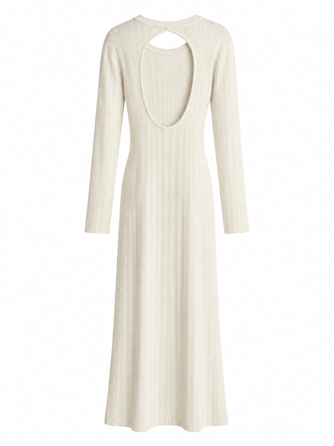 Isadora Ecru Open-Back Ribbed Knit Maxi Dress