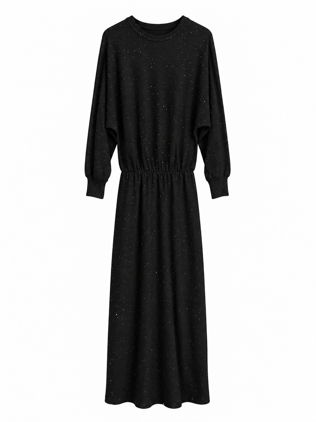 Astra Black Glitter Long-Sleeve Knit Dress