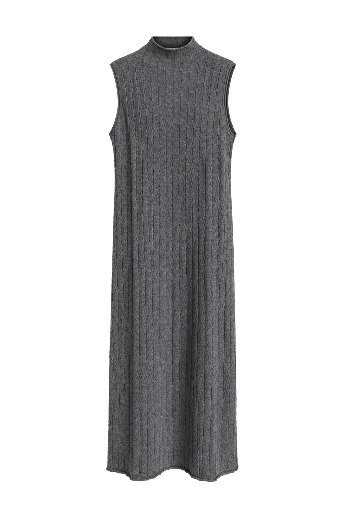 Leonora Gray Sleeveless Turtleneck Long Knit Dress