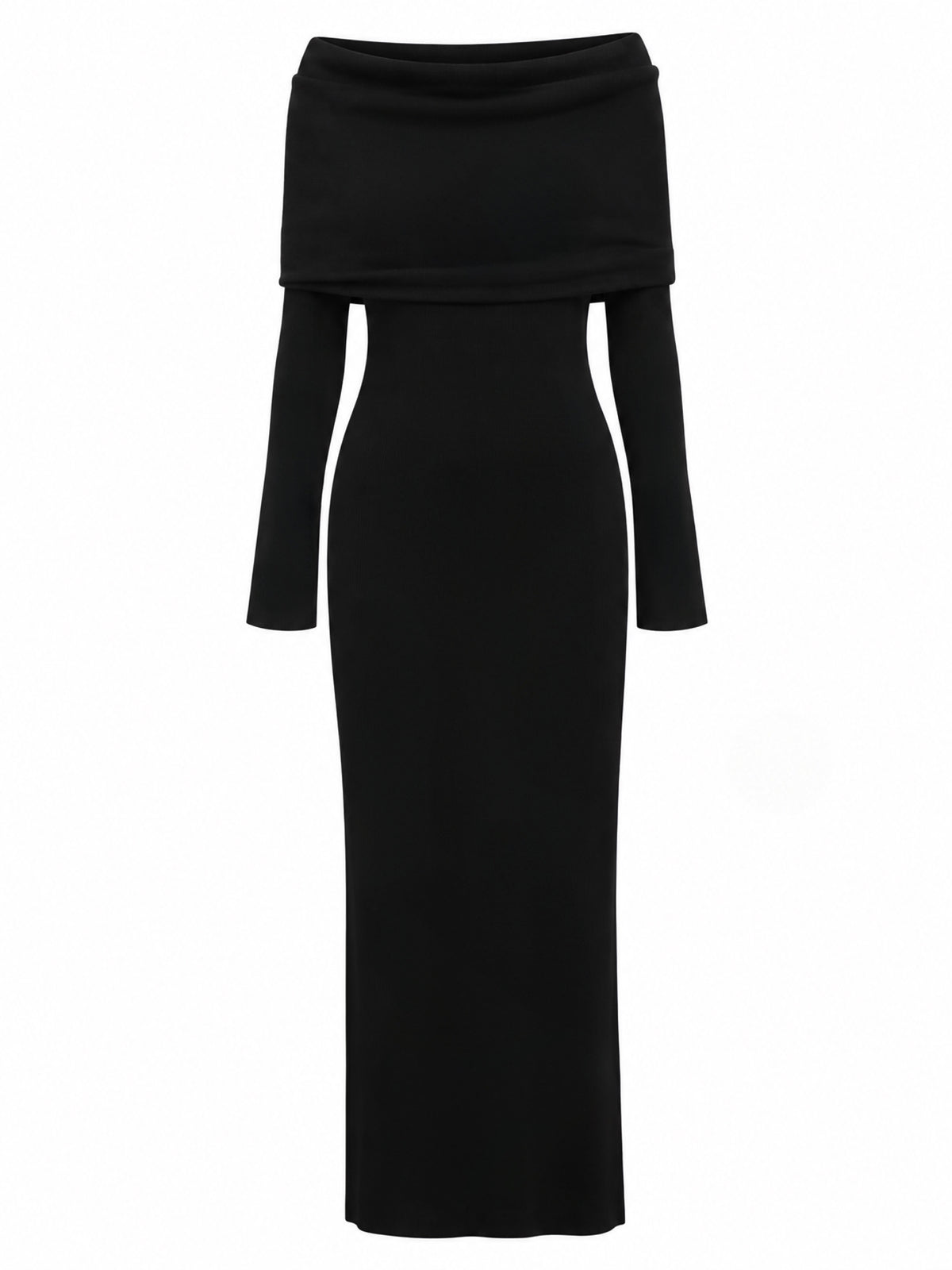Naya Black Off-Shoulder Long Knit Dress