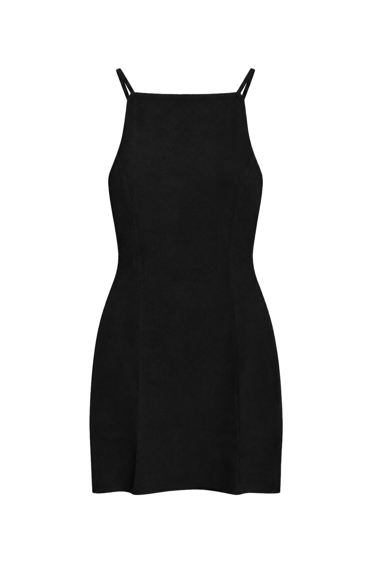 Vera Black Square-Neck Mini Knit Dress