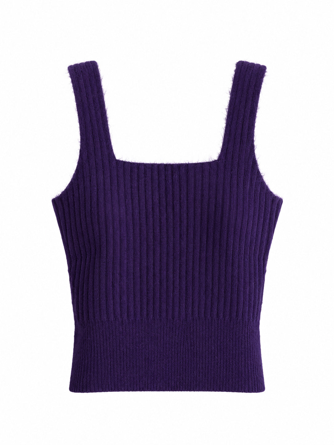 Violetta Purple Square-Neck Knit Top
