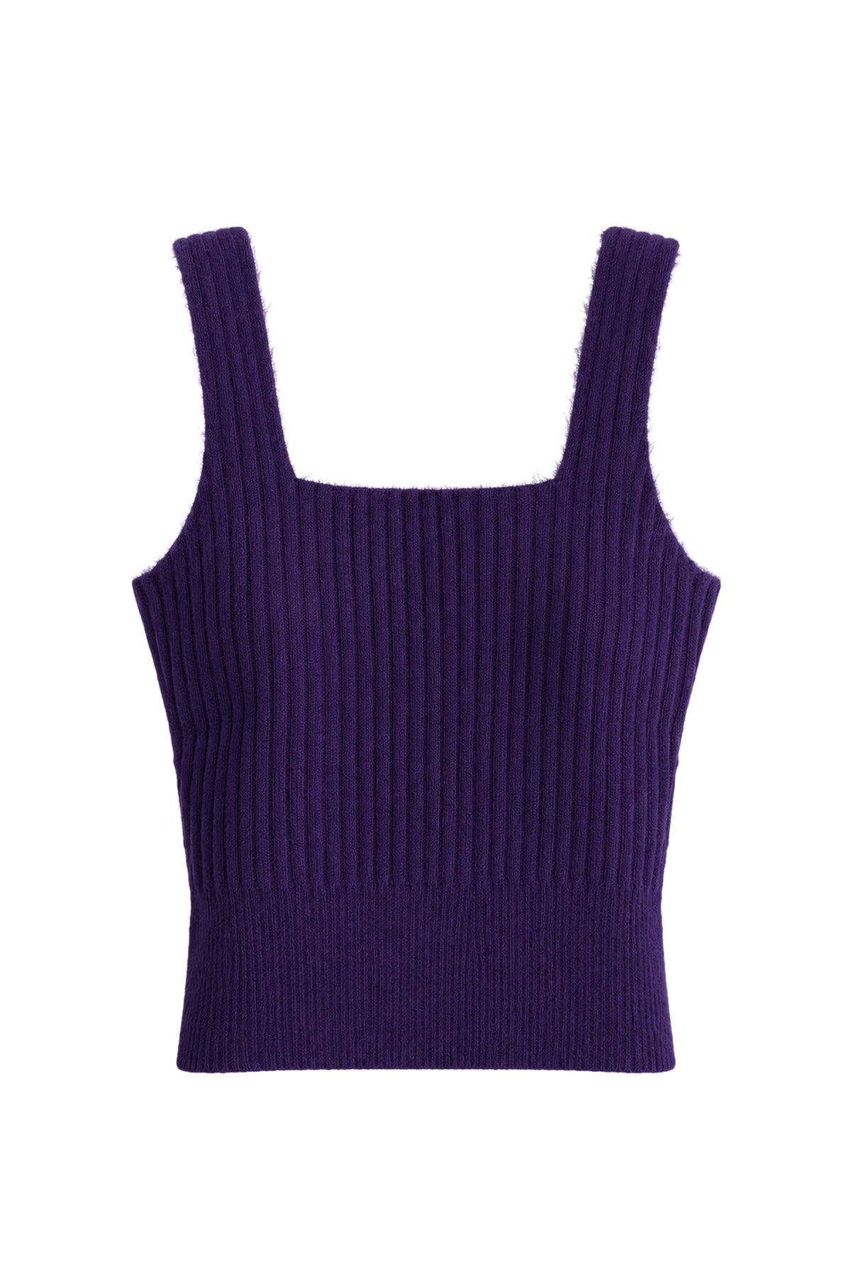 Violetta Purple Square-Neck Knit Top