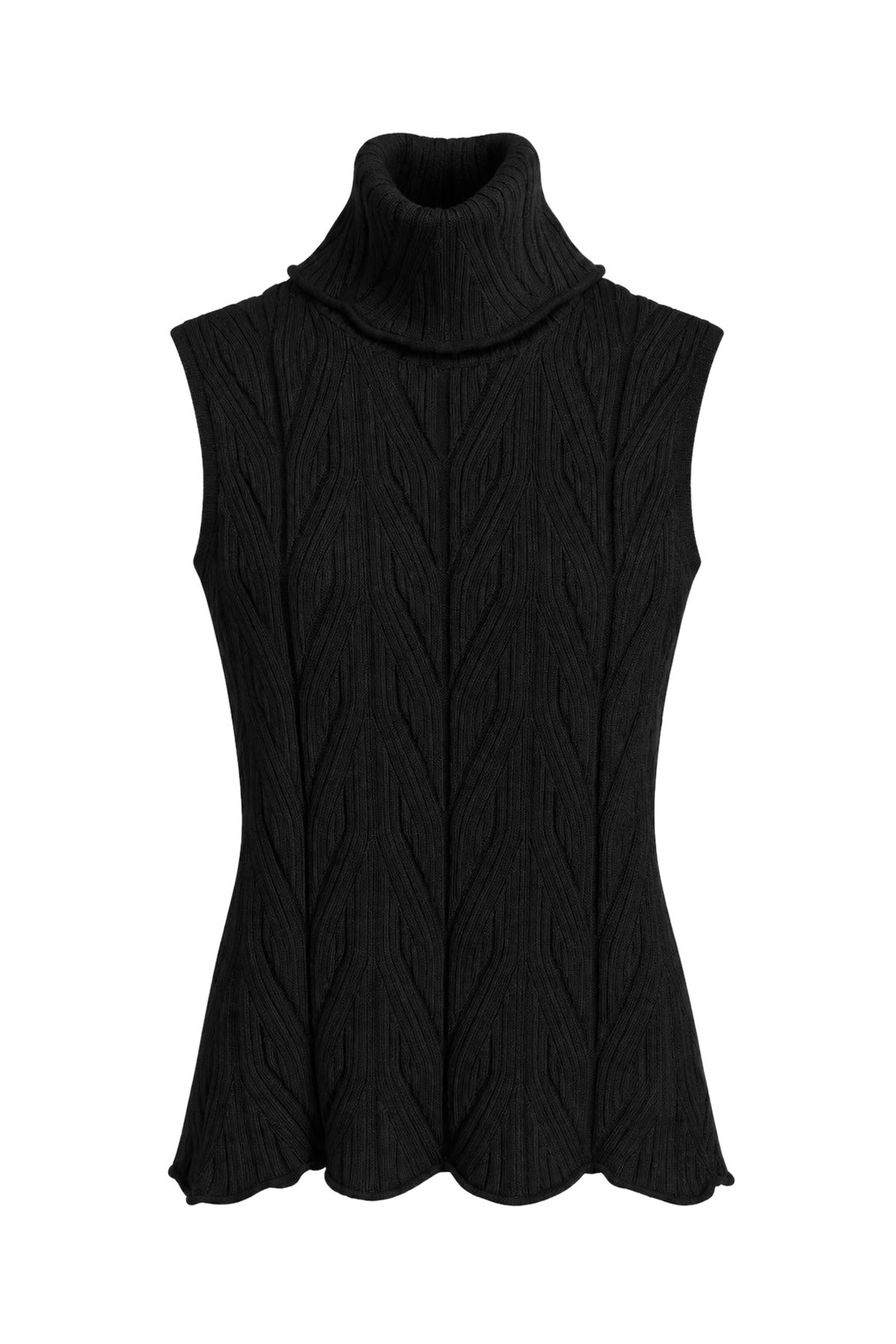 Allegra Black Shimmery Sleeveless Turtleneck Knit Top