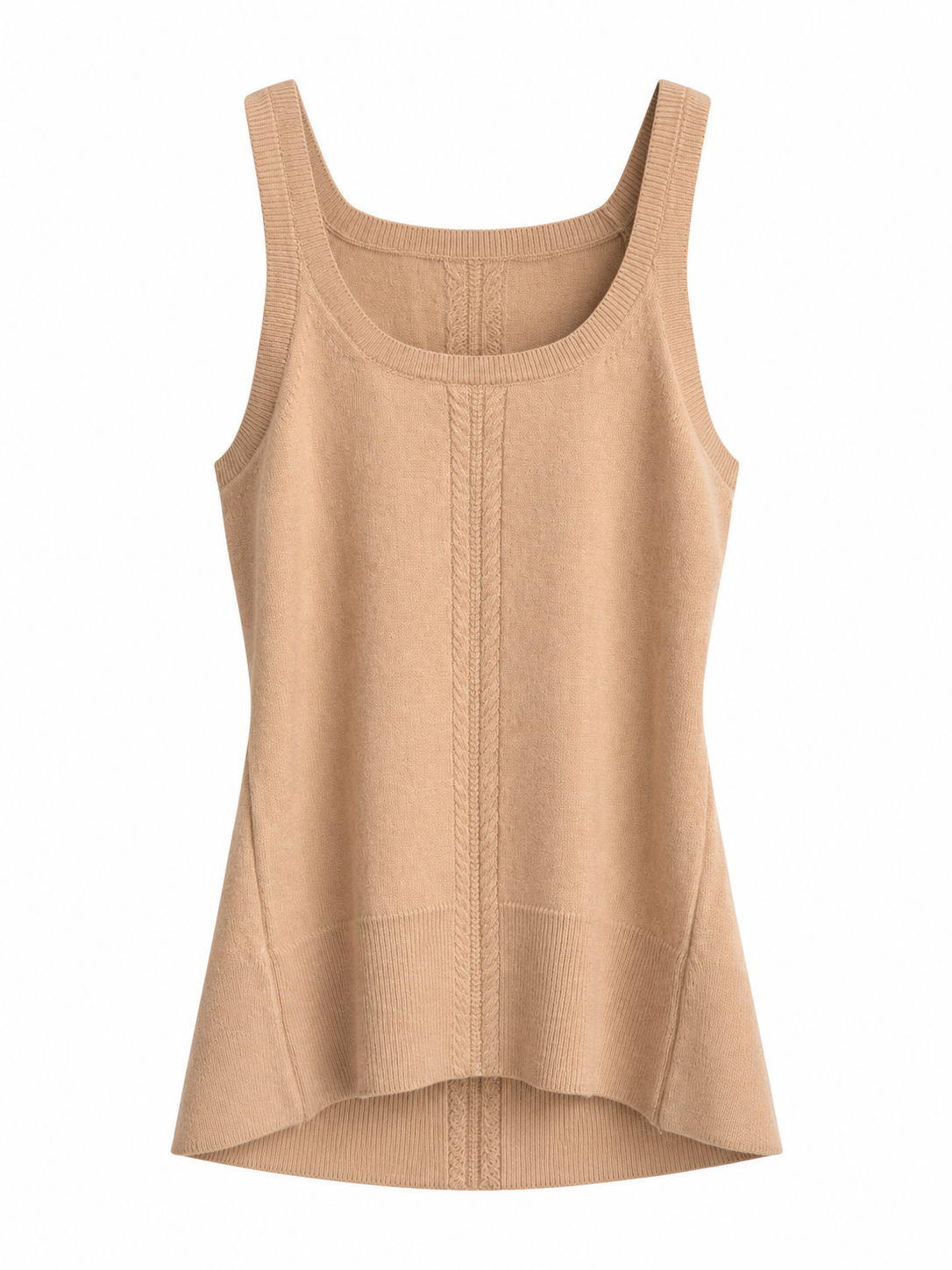Ines Beige Crew-Neck Sleeveless Knit Top