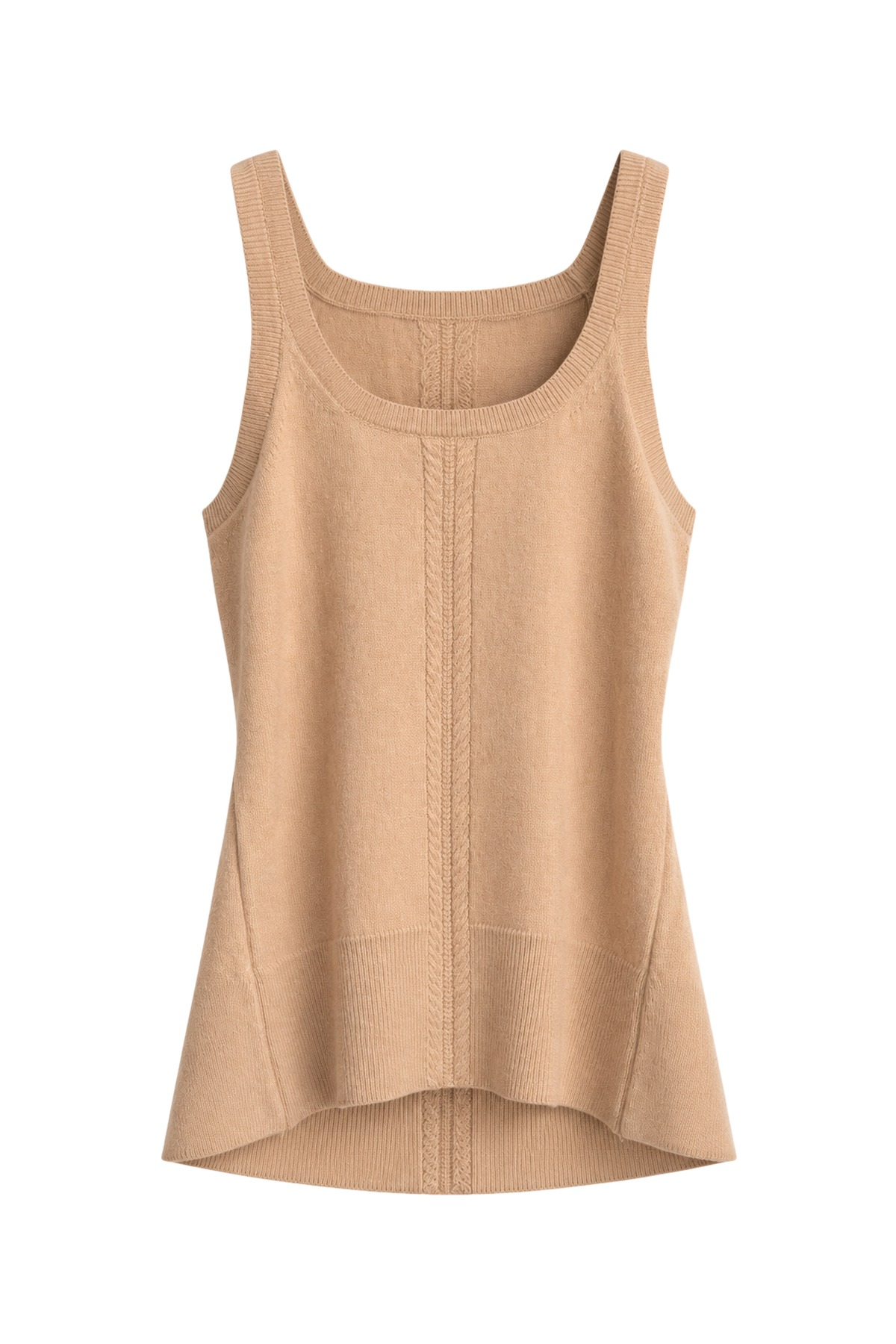 Ines Beige Crew-Neck Sleeveless Knit Top
