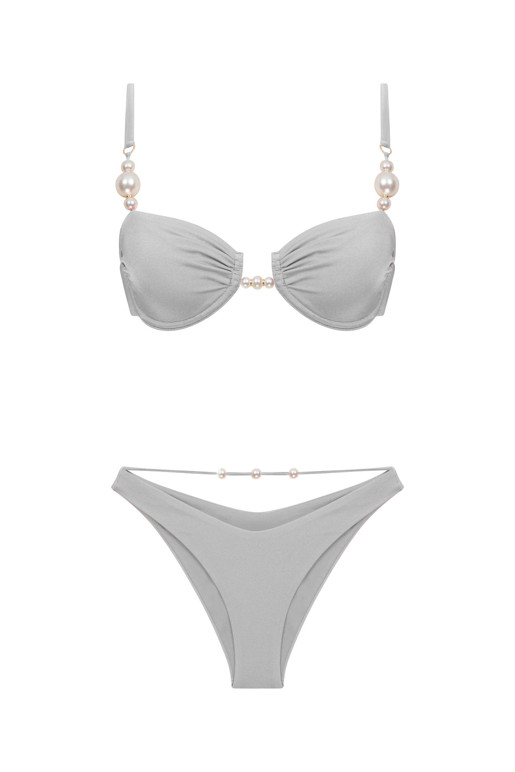 FAUX-PEARL EMBELLISHED UNDERWIRED BIKINI