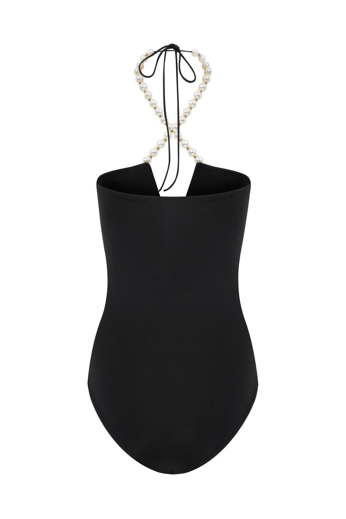 Faux-Pearl Embellished Halterneck One-Piece