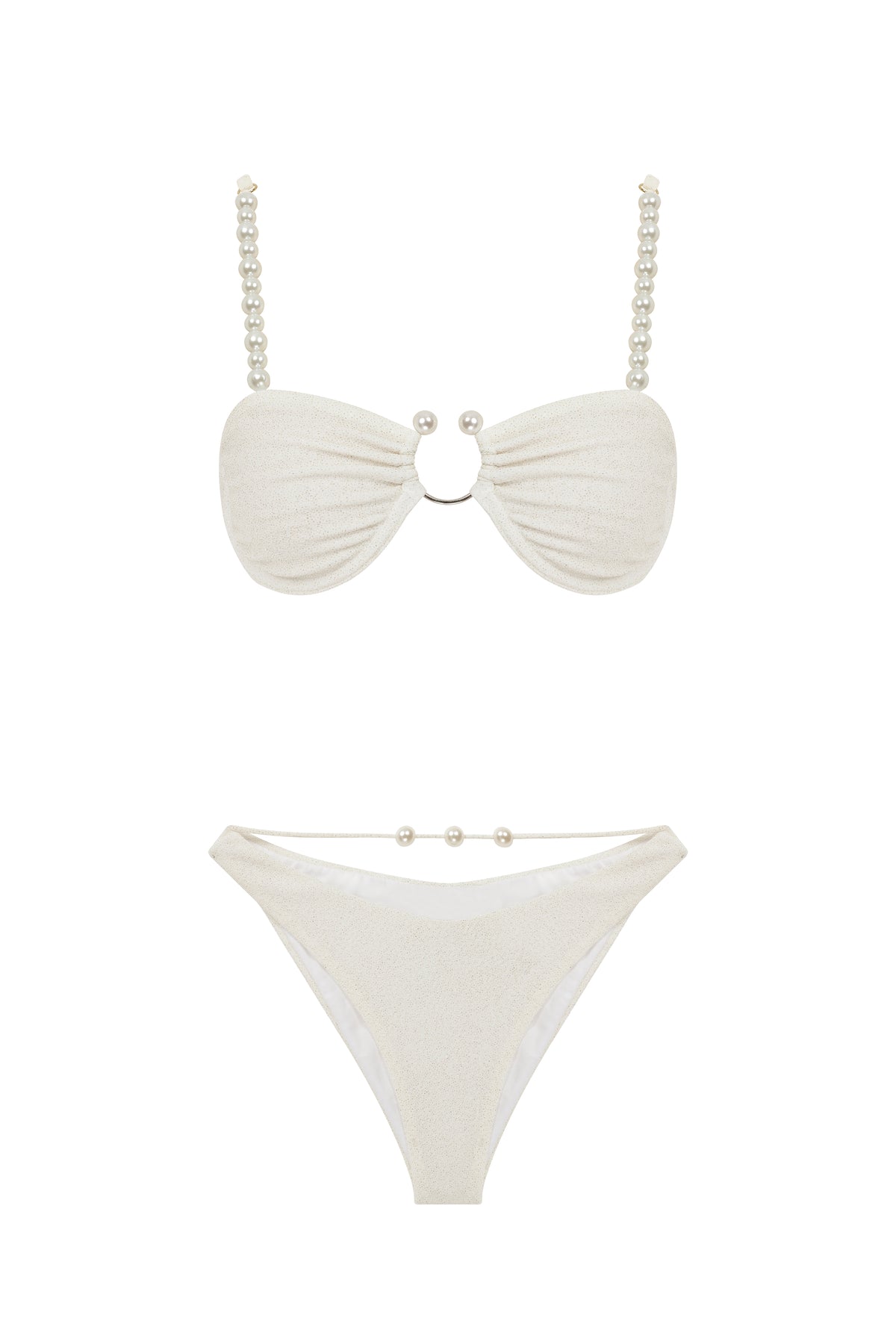 Faux-Pearl Embellished Cut-Out Underwired Bikini