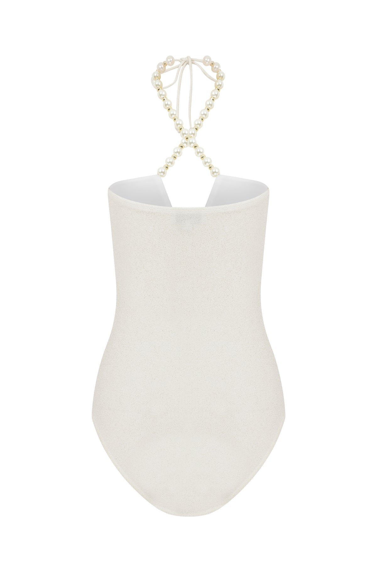 Faux-Pearl Embellished Halterneck One-Piece