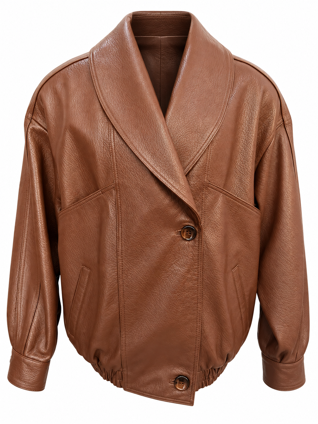 Nadia Tan Double-Breasted Leather Jacket