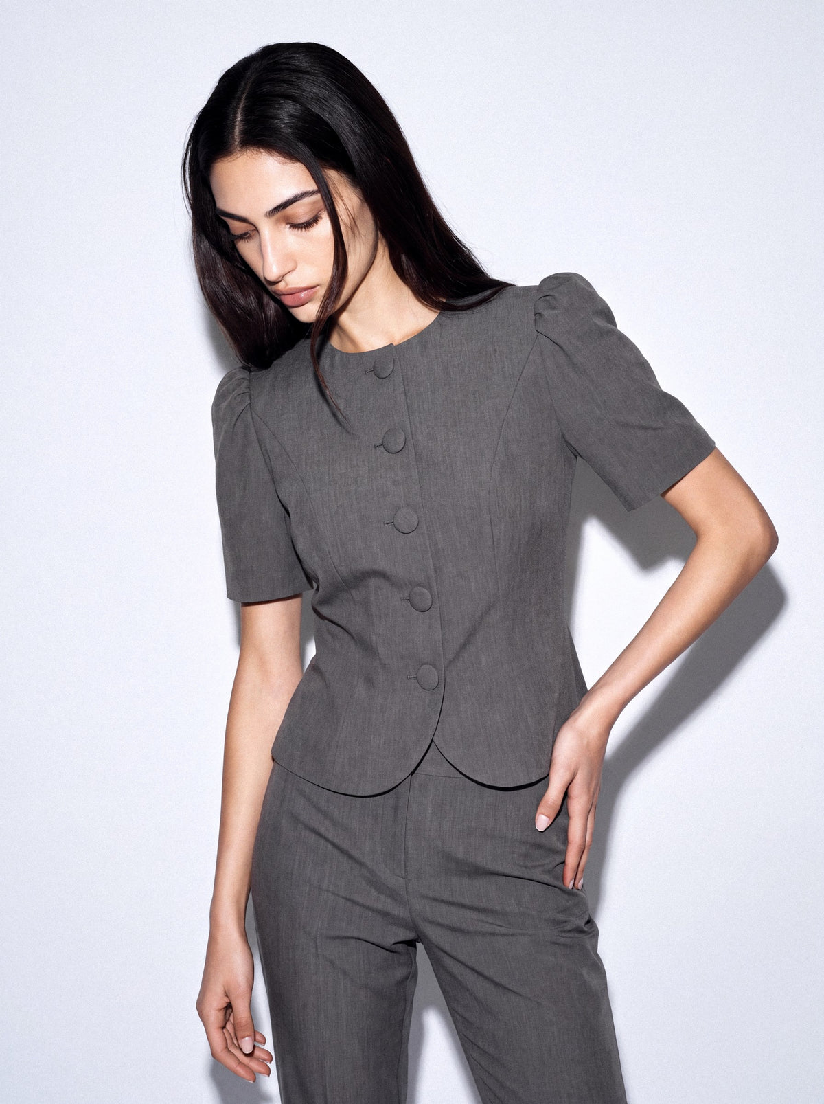 Alexandra Gray Short-Sleeve Jacket