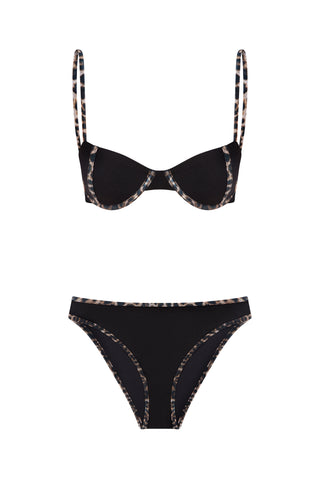 Contrast Trim Underwire Bikini Set