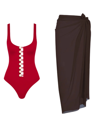 Red Be Happy & Coffee Pareo Set