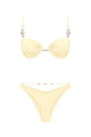 FAUX-PEARL EMBELLISHED UNDERWIRED BIKINI