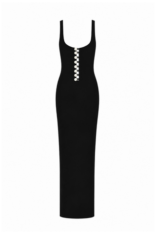 Be Happy Button-Embellished Maxi Dress Black