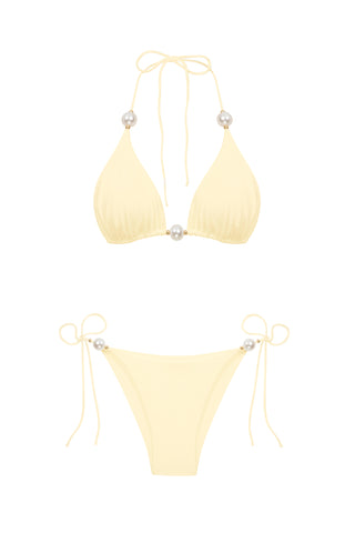 FAUX-PEARL EMBELLISHED TRIANGLE BIKINI