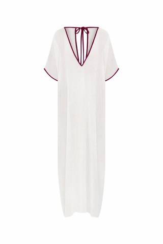 CONTRAST TRIM V-NECK MINI KAFTAN