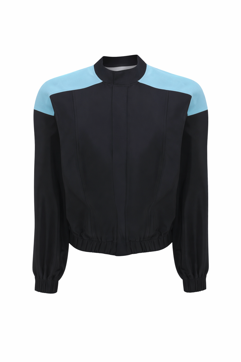 Black & Blue Taffeta Bomber Jacket