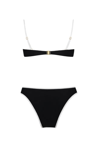 Contrast Trim Underwire Bikini Set Black-White detail