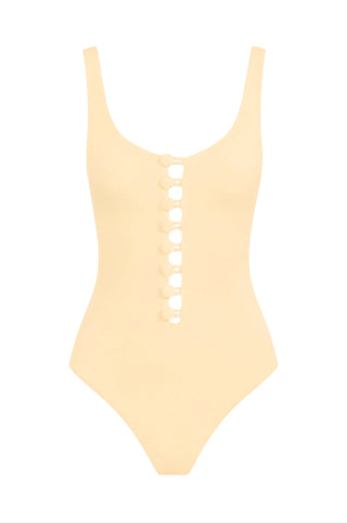 Button-embellished Be Happy - Butter Yellow