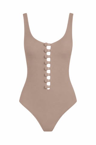 Button-embellished Be Happy - Mink