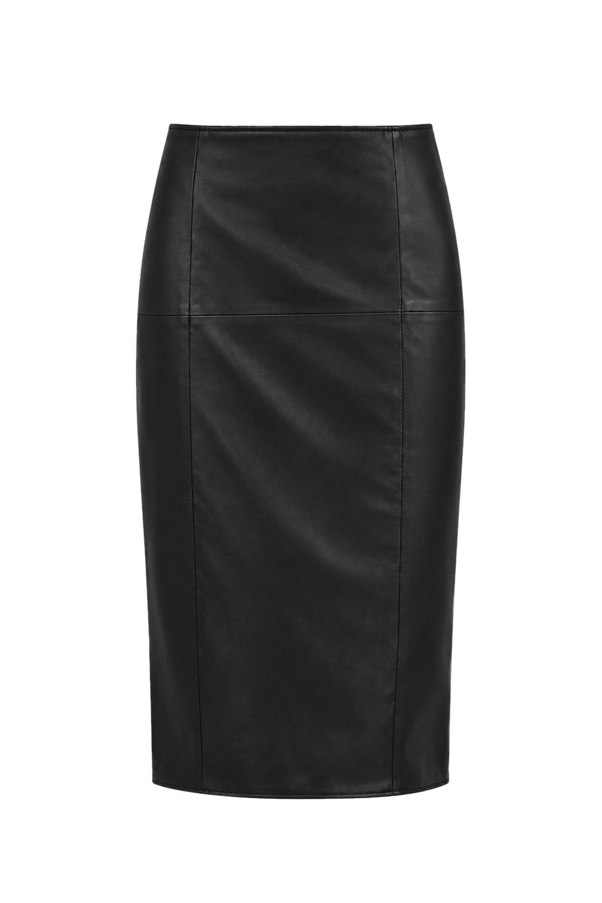Maren Black Lamb Leather Midi Skirt