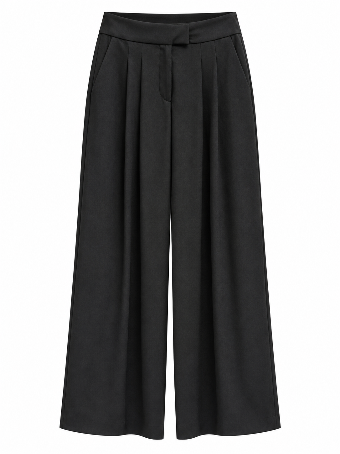 Anaïs Black Pleated Wide-Leg Tailored Pants