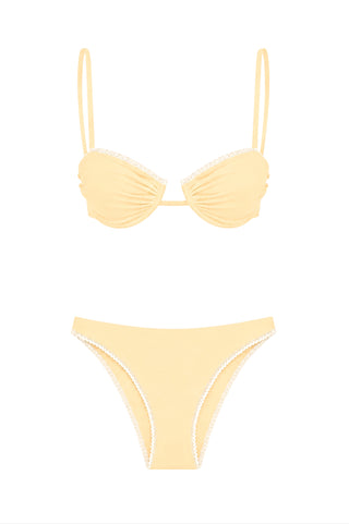 Contrast Lace Trim Underwire Bikini Set