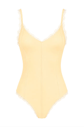 Lace Trim V-Neck Swimsuit