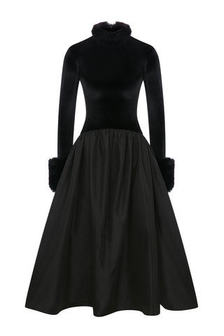 LILYBELLE FAUX-FUR DETAIL TAFFETA DRESS