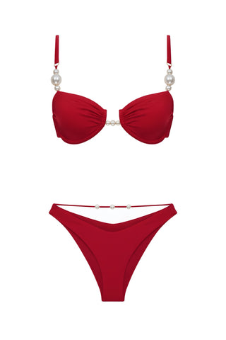 Faux-Pearl Embellished Underwired Bikini
