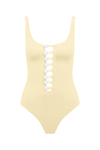 FAUX-PEARL BUTTON EMBELLISHED BE HAPPY