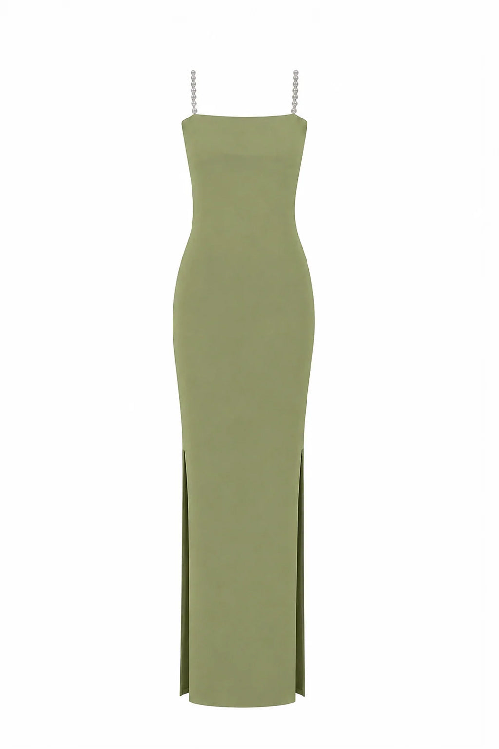 Faux-Pearl Embellished Strapless Dress Laurel Green