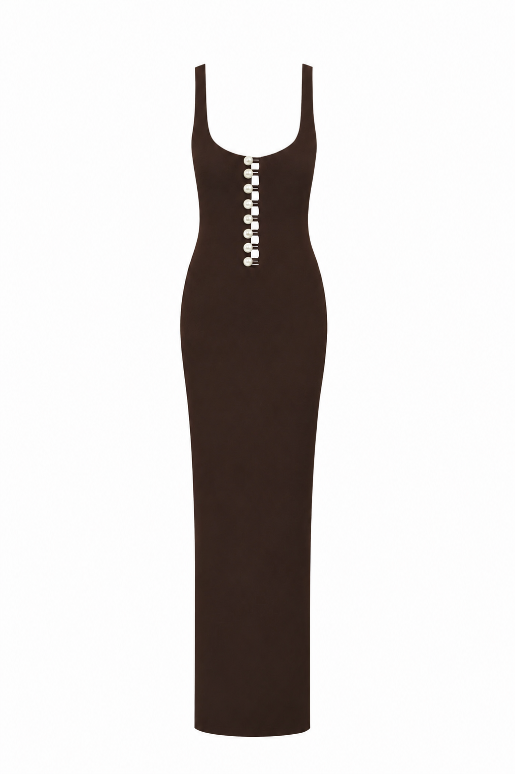 Be Happy Button-Embellished Maxi Dress Brown