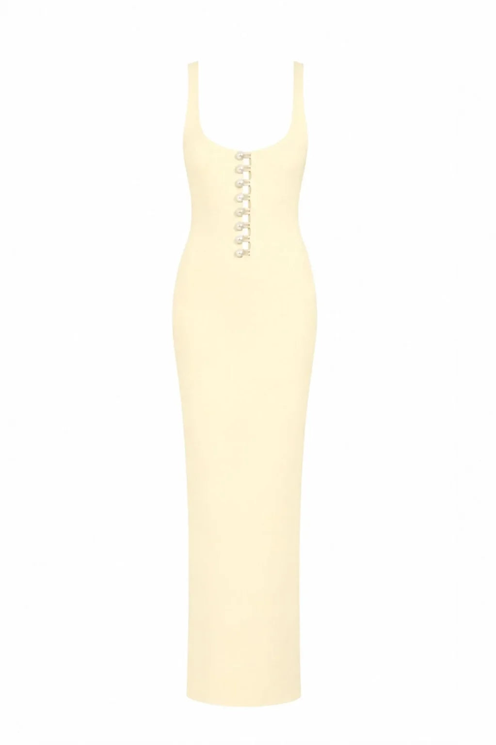 Be Happy Button-Embellished Maxi Dress Vanilla Cream
