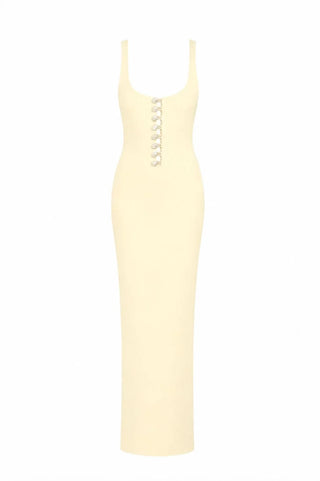 Be Happy Button-Embellished Maxi Dress Butter Yellow