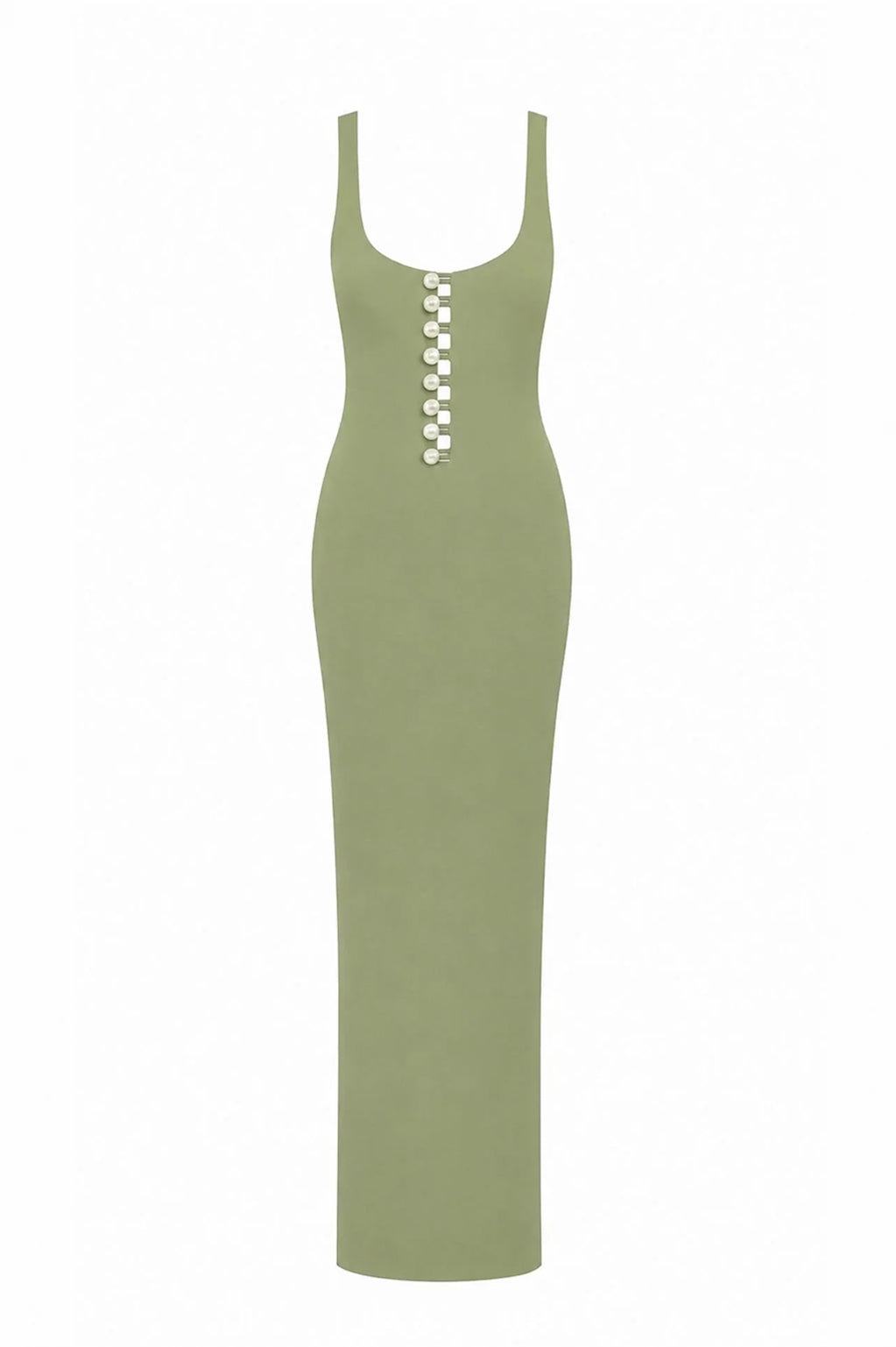 Be Happy Button-Embellished Maxi Dress Laurel Green