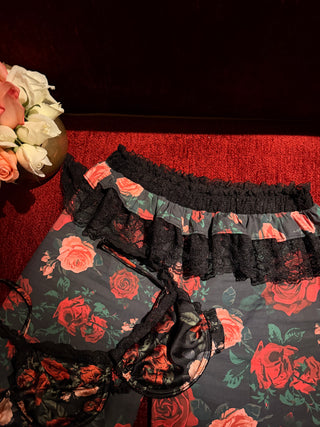 ROSELINE ROSE-PRINTED COTTON PAJAMA SET