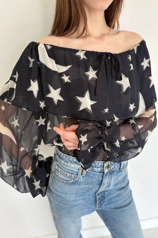 YSL Star Print Silk Blouse