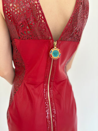Versace Red Runway Leather Dress
